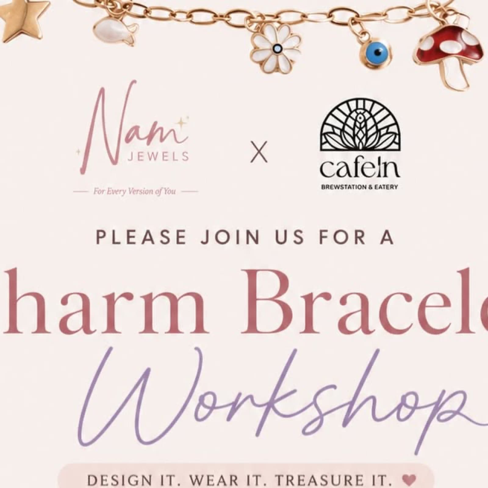Poster for the Charm Bracelet Workshop by Nami Jewels × Cafe!n